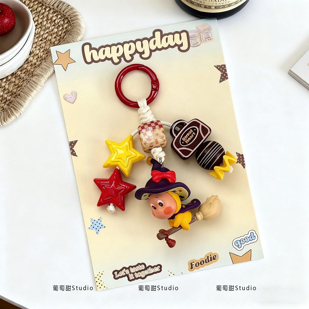 [Aria] Nho Ngôi Sao Ngọt Ngào Mặt Dây Chuyền Túi Móc Khóa Handmade DIY Mặt Dây Chuyền Hoạt Hình Đồ Trang Trí Dễ Thương Dây Chuyền Viên Dễ Thương
