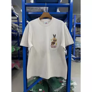 Áo thun trơn quá khổ có túi đơn in hình thỏ nữ giản dị dáng rộng tay ngắn cho nam nữ