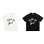 Vintage Loose Fit Cotton Tee Đơn Giản Arch Letter In Đồ Họa Cổ Tròn Tay Ngắn Top Tối Giản Phong Cách Đường Phố Cặp Đôi Áo Hai Màu Có Sẵn