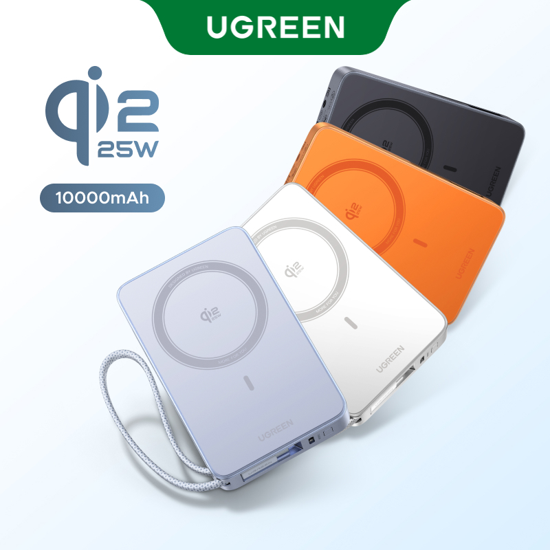Sạc nhanh không dây từ tính Ugreen Qi2.2 25W 10000mAh cho iPhone 17 Pro Max16-12 Series
