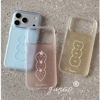 Đơn Giản Apple Blueberry Line Minh Họa Matte Trong Suốt Màu Hồng Ốp Lưng Điện Thoại iPhone 17Promax 17Pro 15 16 Pro Max Chống Sốc Nữ Điện Thoại Di Động