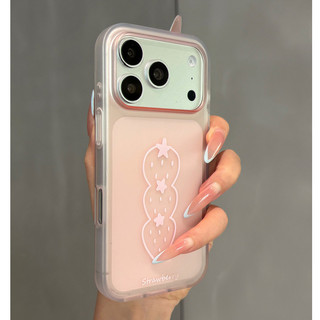 Đơn Giản Apple Blueberry Line Minh Họa Matte Trong Suốt Màu Hồng Ốp Lưng Điện Thoại iPhone 17Promax 17Pro 15 16 Pro Max Chống Sốc Nữ Điện Thoại Di Động