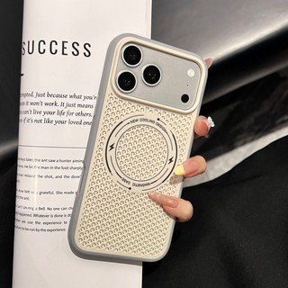 Ốp điện thoại từ tính da tông màu kép làm mát tổ ong phù hợp cho iPhone 13 14 15 16 17 Pro Max bao gồm vỏ silicon mờ chống rơi