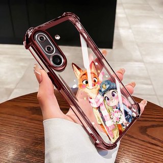 Ốp Điện Thoại YBD Cho Samsung Galaxy A17 M17 F17 A13 A14 A15 A16 A04S A05S M14 F14 4G 5G Phim Hoạt Hình Cáo & Thỏ Bốn Góc Vỏ Bảo Vệ Chống Rơi