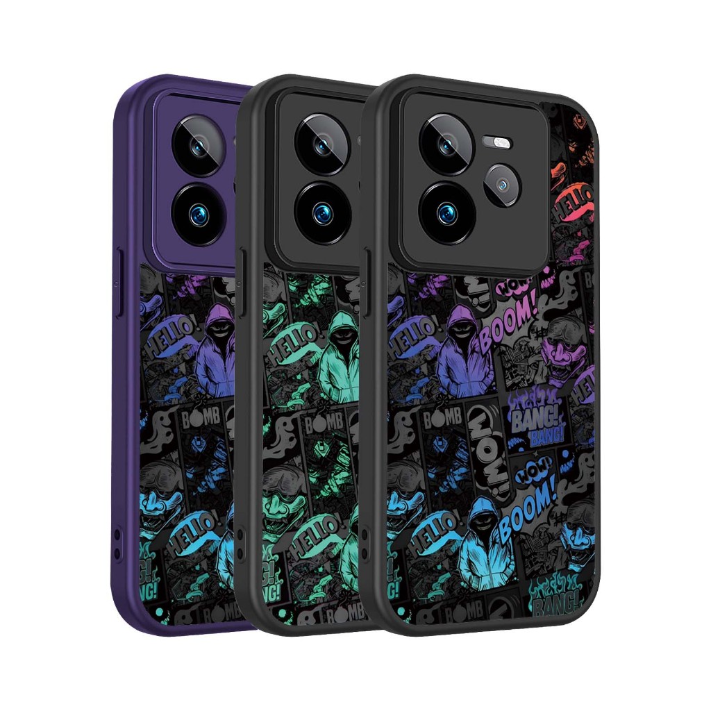 Graffiti xu hướng manga phong cách Vỏ điện thoại Bảo vệ Camera Chống trầy xước Phù hợp cho Realme GT 6T 7 7T Pro Neo 6 SE 4G 5G Vỏ chống sốc