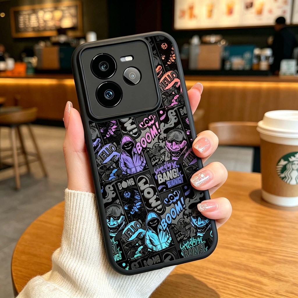 Graffiti xu hướng manga phong cách Vỏ điện thoại Bảo vệ Camera Chống trầy xước Phù hợp cho Realme GT 6T 7 7T Pro Neo 6 SE 4G 5G Vỏ chống sốc