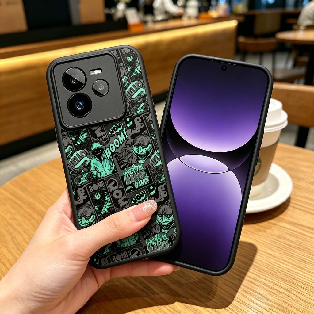 Graffiti xu hướng manga phong cách Vỏ điện thoại Bảo vệ Camera Chống trầy xước Phù hợp cho Realme GT 6T 7 7T Pro Neo 6 SE 4G 5G Vỏ chống sốc