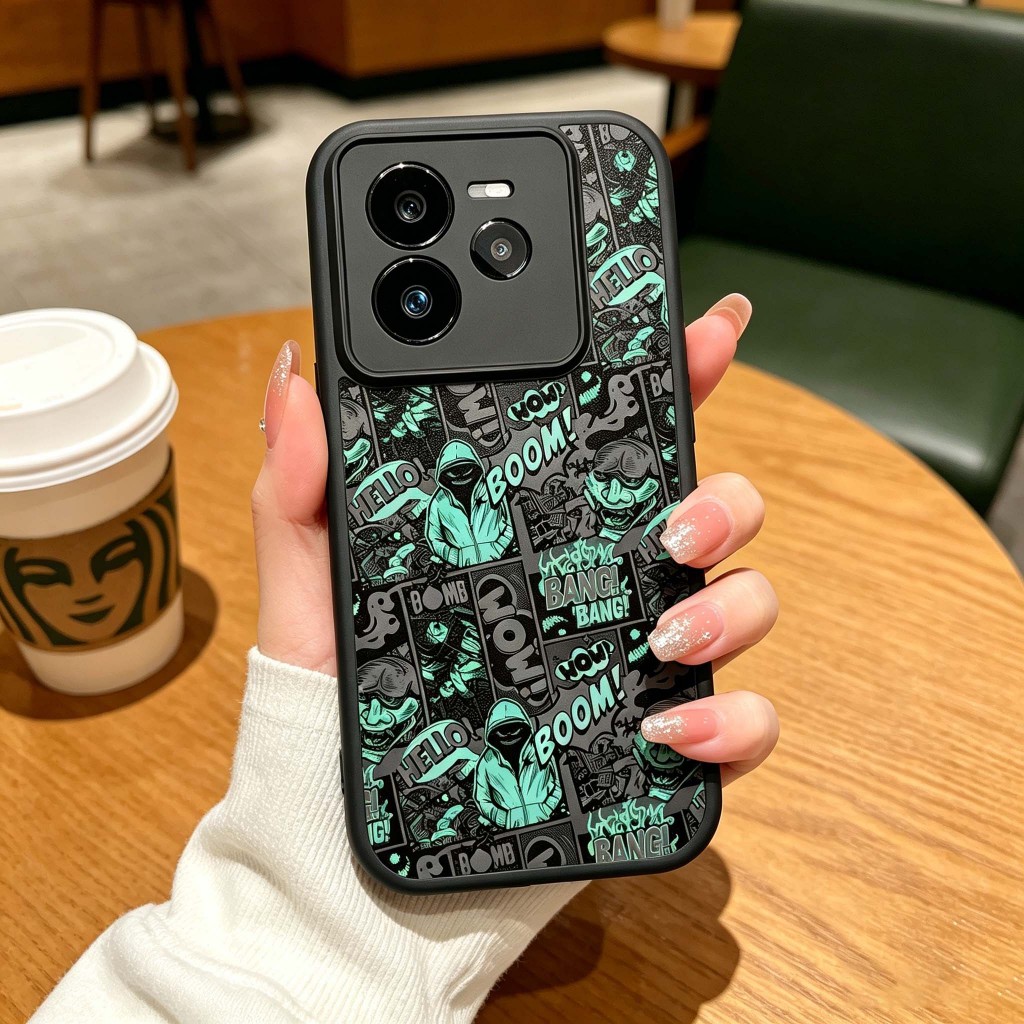 Graffiti xu hướng manga phong cách Vỏ điện thoại Bảo vệ Camera Chống trầy xước Phù hợp cho Realme GT 6T 7 7T Pro Neo 6 SE 4G 5G Vỏ chống sốc