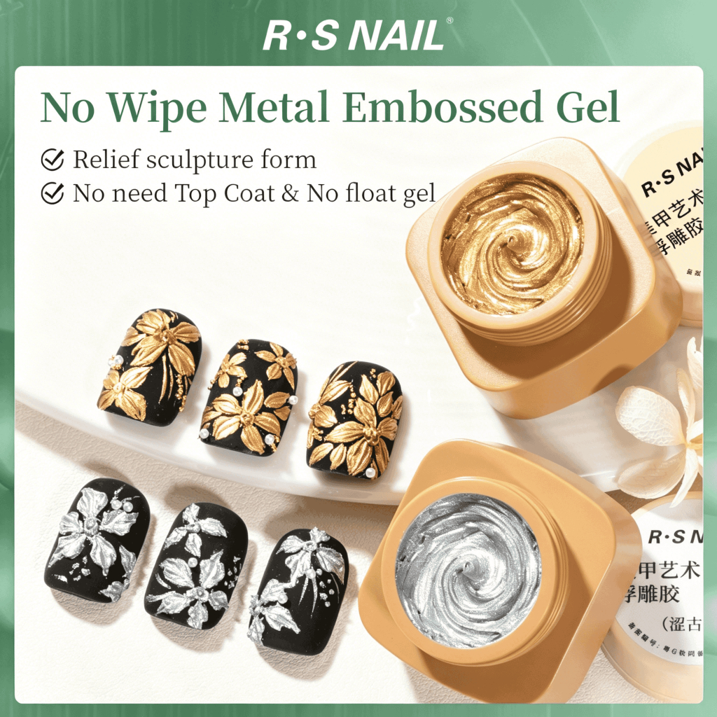 Gel móng tay điêu khắc 3D không lau, Gel dập nổi 3D, Gel nghệ thuật làm móng bằng kim loại vàng & bạc vẽ tranh kem cho họa tiết vẽ móng tay dập nổi siêu nhỏ & làm tay thiết kế kiểu Pháp