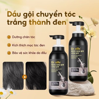 Dr.ville Dầu Gội Hà Thủ ô Dầu Gội đen Tóc Thảo Dược đầu Dầu Gội Phủ Bạc Dầu Gội Cỏ Cây Hoa Lá Dầu Gội Nhuộm Tóc Bubble 300ML