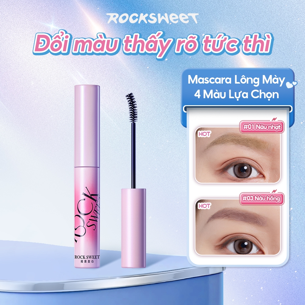 [LIVE] Rock Sweet RS Mascara lông mày Velvet Mist Tint Lâu trôi, Nhìn lông mày hoang dã, Lông mày bền, Màu cà phê sữa, Chống nhòe, Dễ sử dụng