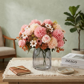 Nhân Tạo Dahlia Hoa Hồng Hỗn Hợp Bó Hoa Nhà Trang Trí Đám Cưới Lụa Hoa Giả Bàn Trung Tâm Tiệc Văn Phòng Vườn Vintage Thẩm Mỹ Ins Phong Cách Bắc Âu DIY Quà Tặng Murang Maganda