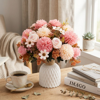 Nhân Tạo Dahlia Hoa Hồng Hỗn Hợp Bó Hoa Nhà Trang Trí Đám Cưới Lụa Hoa Giả Bàn Trung Tâm Tiệc Văn Phòng Vườn Vintage Thẩm Mỹ Ins Phong Cách Bắc Âu DIY Quà Tặng Murang Maganda