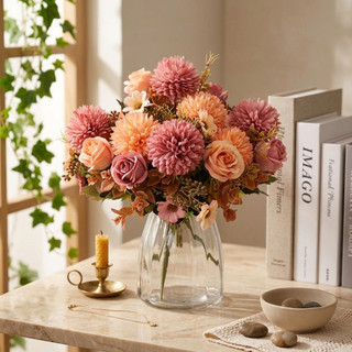 Nhân Tạo Dahlia Hoa Hồng Hỗn Hợp Bó Hoa Nhà Trang Trí Đám Cưới Lụa Hoa Giả Bàn Trung Tâm Tiệc Văn Phòng Vườn Vintage Thẩm Mỹ Ins Phong Cách Bắc Âu DIY Quà Tặng Murang Maganda