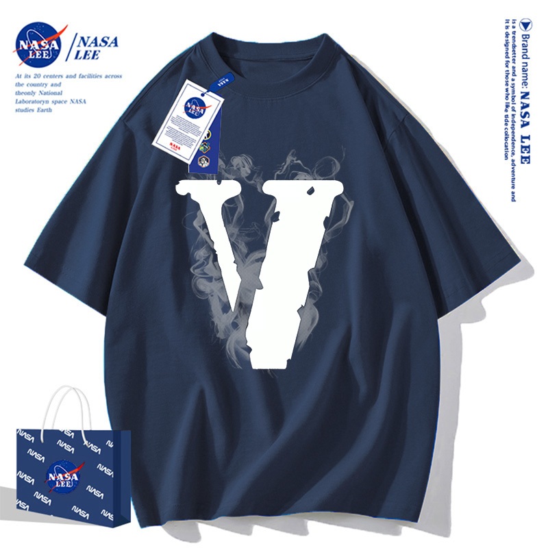 Áo Thun NASA Joint Phong Cách Mỹ Đường Phố Chữ V Lớn Unisex Cotton Dày Rộng Rãi Mùa Hè 2026