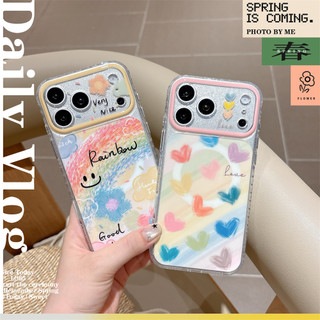 Từ tính không dây cho iPhone 17 16 Pro Max Vỏ mặt sau ống kính trái tim cầu vồng