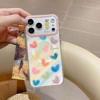 Từ tính không dây cho iPhone 17 16 Pro Max Vỏ mặt sau ống kính trái tim cầu vồng