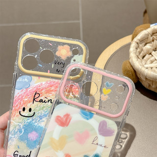 Từ tính không dây cho iPhone 17 16 Pro Max Vỏ mặt sau ống kính trái tim cầu vồng