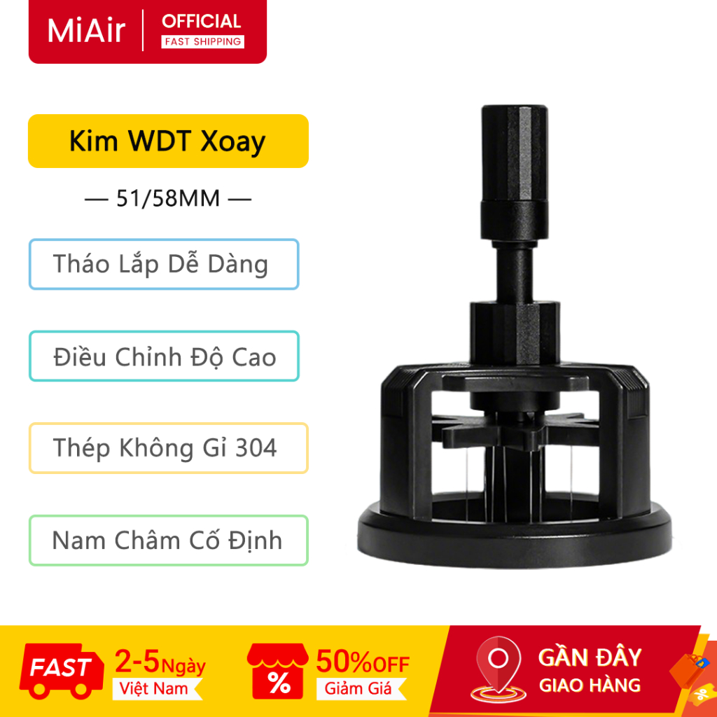 MiAir Kim Rải Bột Cà Phê 51MM / 58MM Kim Siêu Mảnh 0.25MM Phân Phối Bột Đều Kim Rải Bột Cà Phê