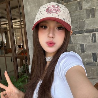 Mũ bóng chày nữ thời trang Họa tiết chữ hoa Mũ học sinh ngoài trời Thích hợp để mặc trong mọi mùa