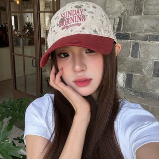 Mũ bóng chày nữ thời trang Họa tiết chữ hoa Mũ học sinh ngoài trời Thích hợp để mặc trong mọi mùa