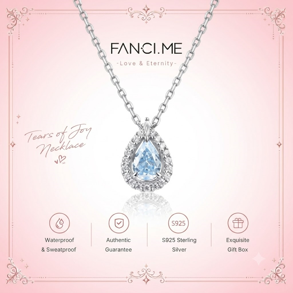 FANCIME Nước Mắt Xanh Vòng Cổ Trái Tim Đại Dương Bạc Sterling Mặt Dây Chuyền Ánh Sáng Sang Trọng Dainty Trang Sức Quà Tặng Sinh Nhật Cho Nàng