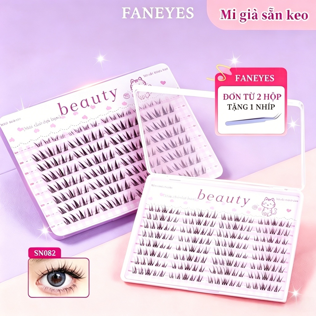Mi giả sẵn keo Mi giả dung tích lớn tự nhiên vô hình nhiều kiểu dáng có dải keo sẵn với độ dính tốt tạo hiệu ứng trang điểm giả tự nhiên cần thiết cho trang điểm hoàn hảo phù hợp cho đi làm hàng ngày