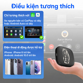 Hộp AI trên ô tô 2 + 16GB CarPlay – Bộ chuyển đổi CarPlay không dây, Hộp Android cho ô tô, Bộ chuyển đổi Apple CarPlay
