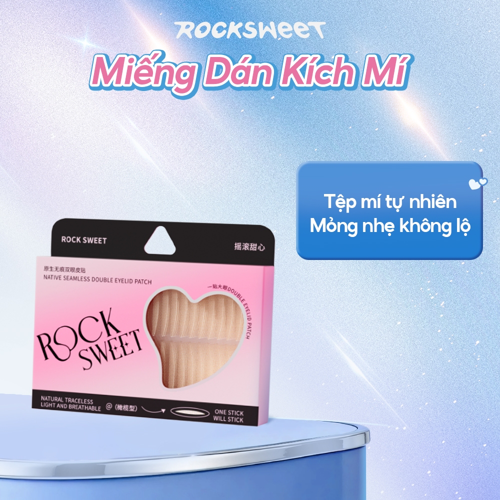 Dải mí mắt vô hình Rock Sweet – Nâng tự nhiên, chống thấm nước & chống mồ hôi, Lý tưởng cho mắt phồng & có mũ trùm đầu, Dụng cụ làm đẹp Unisex
