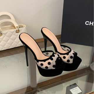 Sandal Giày Cao Gót Trong Suốt 16cm Kim Cương Giả Thanh Lịch Mới Cho Nữ