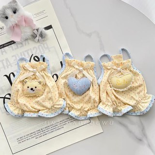 [Hàng có sẵn] Đầm ren chấm bi màu vàng cho thú cưng Quần áo mèo dễ thương mùa hè 1-11kg