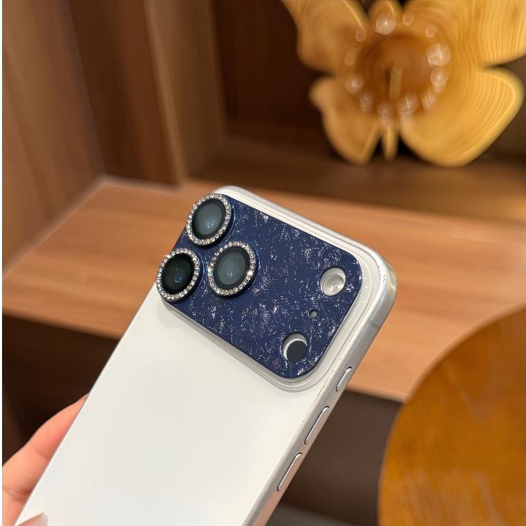 Phim ống kính trọn gói bằng nhôm họa tiết pha lê kim cương Flash sang trọng Thích hợp cho Apple 17Pro / 17ProMax Chống sốc Exp
