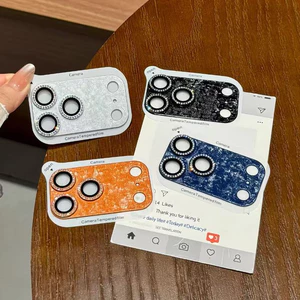 Phim ống kính trọn gói bằng nhôm họa tiết pha lê kim cương Flash sang trọng Thích hợp cho Apple 17Pro / 17ProMax Chống sốc Exp