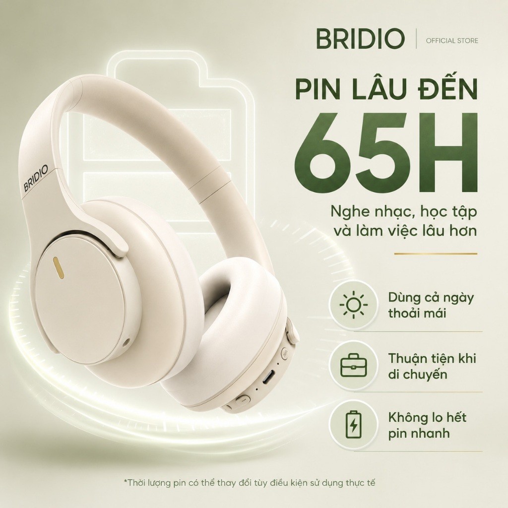 Tai Nghe Không Dây BRIDIO M10 Pro Chụp Tai HIFI Driver 40mm Bluetooth 5.4 Pin 25H Kết Nối AUX | BigBuy360 - bigbuy360.vn