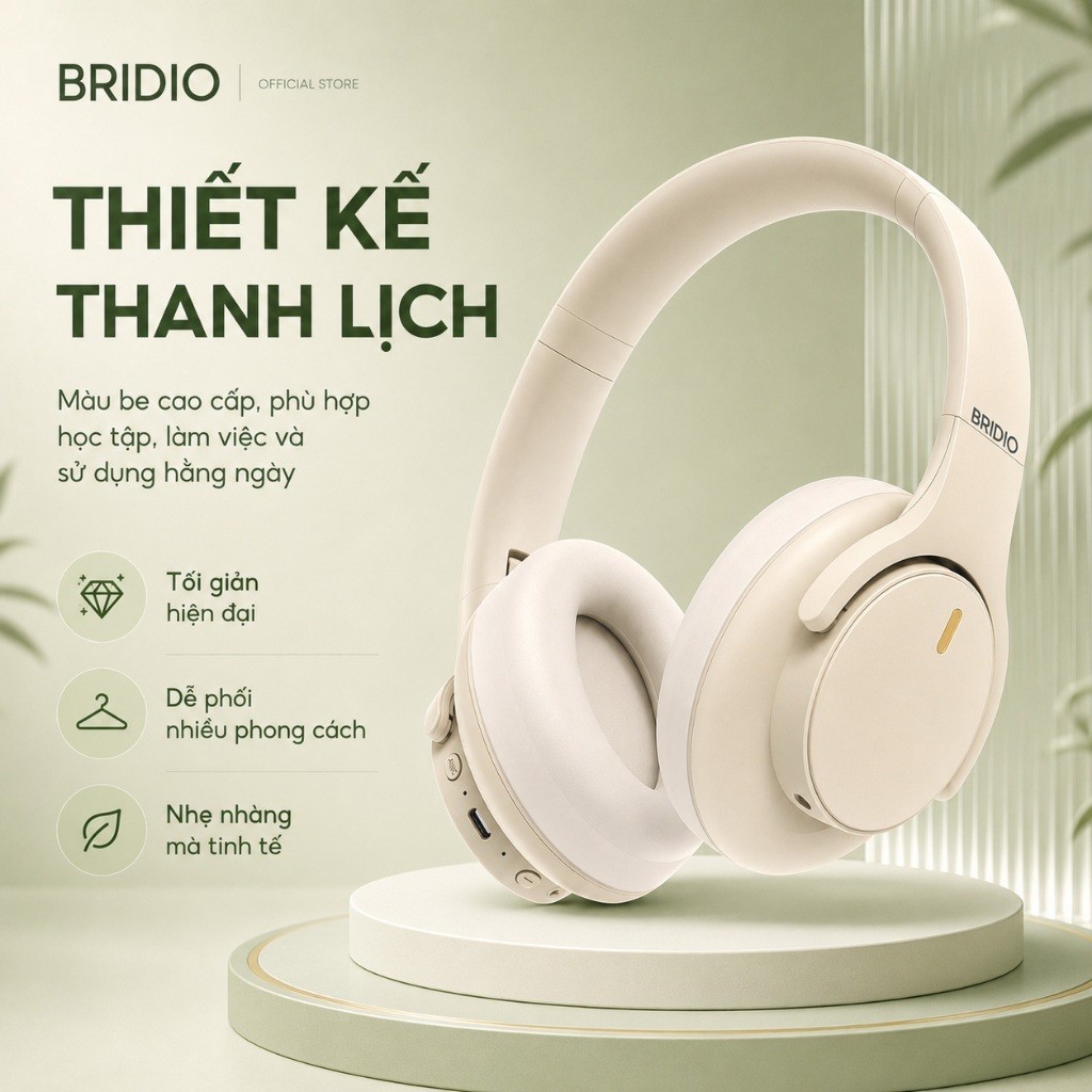 Tai Nghe Không Dây BRIDIO M10 Pro Chụp Tai HIFI Driver 40mm Bluetooth 5.4 Pin 25H Kết Nối AUX | BigBuy360 - bigbuy360.vn