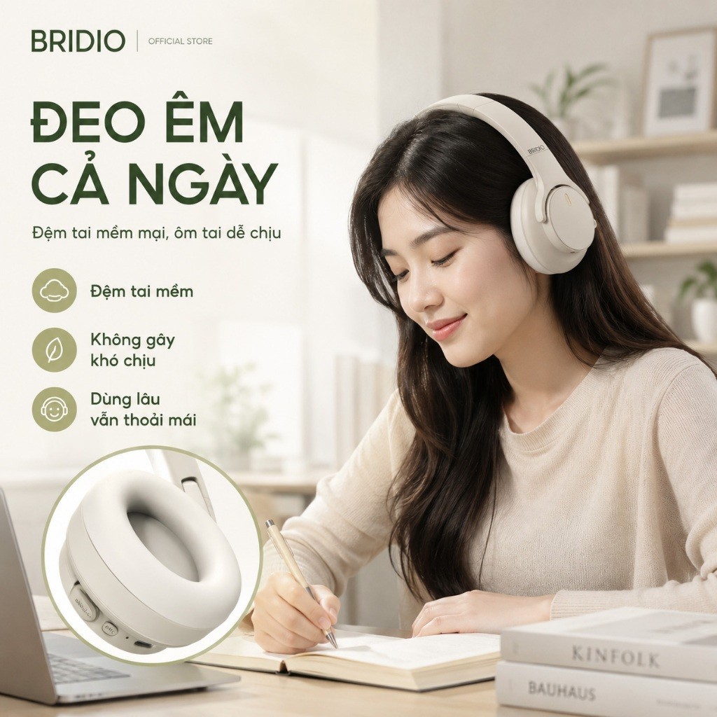 Tai Nghe Không Dây BRIDIO M10 Pro Chụp Tai HIFI Driver 40mm Bluetooth 5.4 Pin 25H Kết Nối AUX | BigBuy360 - bigbuy360.vn