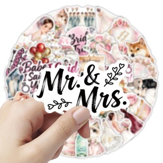 Bộ 50 Màu Hồng Cưới Graffiti Hoạt Hình Dán DIY Hành Lý Notebook Cốc Nước Máy Tính Bảng Dán