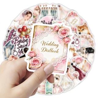Bộ 50 Màu Hồng Cưới Graffiti Hoạt Hình Dán DIY Hành Lý Notebook Cốc Nước Máy Tính Bảng Dán