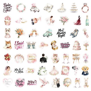 Bộ 50 Màu Hồng Cưới Graffiti Hoạt Hình Dán DIY Hành Lý Notebook Cốc Nước Máy Tính Bảng Dán