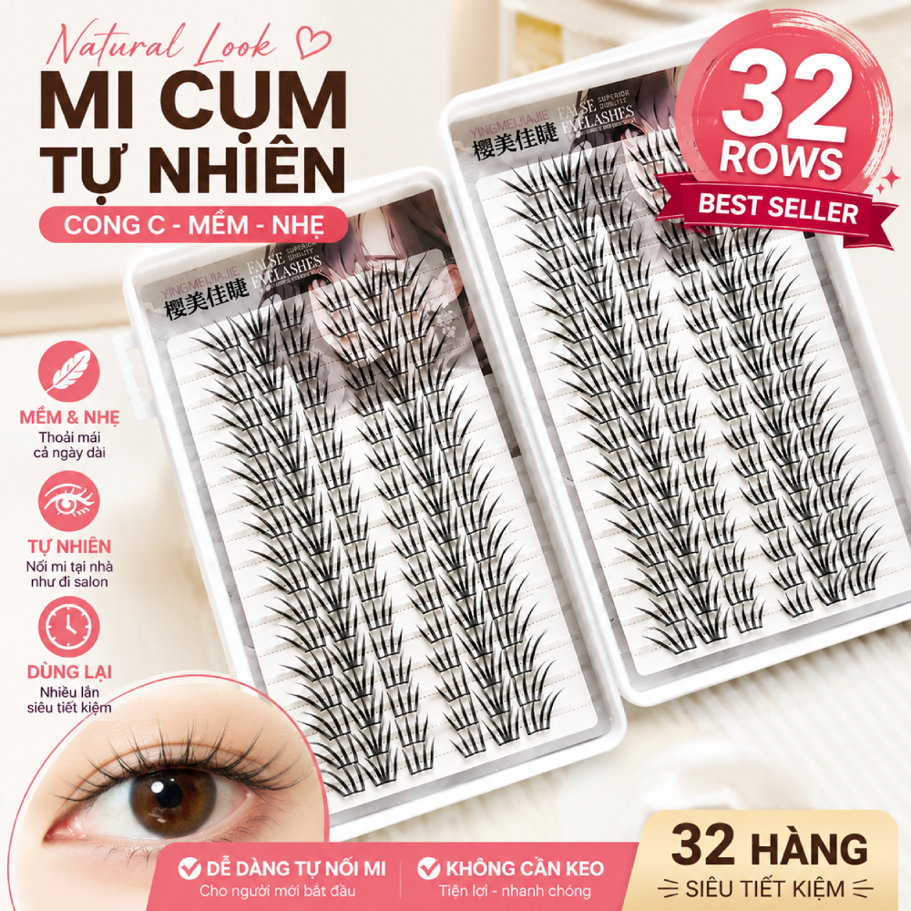 Lông mi giả uốn cong tự nhiên Nhẹ sợi tổng hợp mềm Lông mi giả thoải mái khi đeo