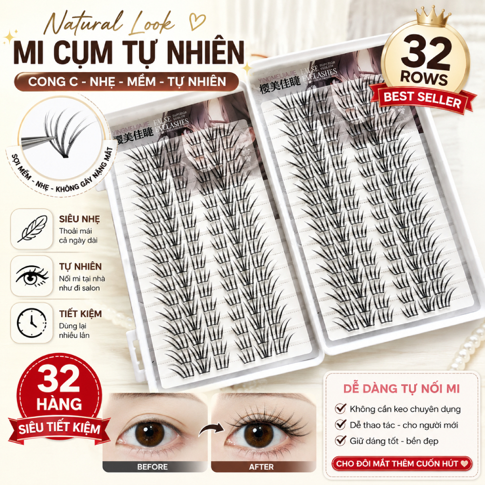 Lông mi giả uốn cong tự nhiên Nhẹ sợi tổng hợp mềm Lông mi giả thoải mái khi đeo