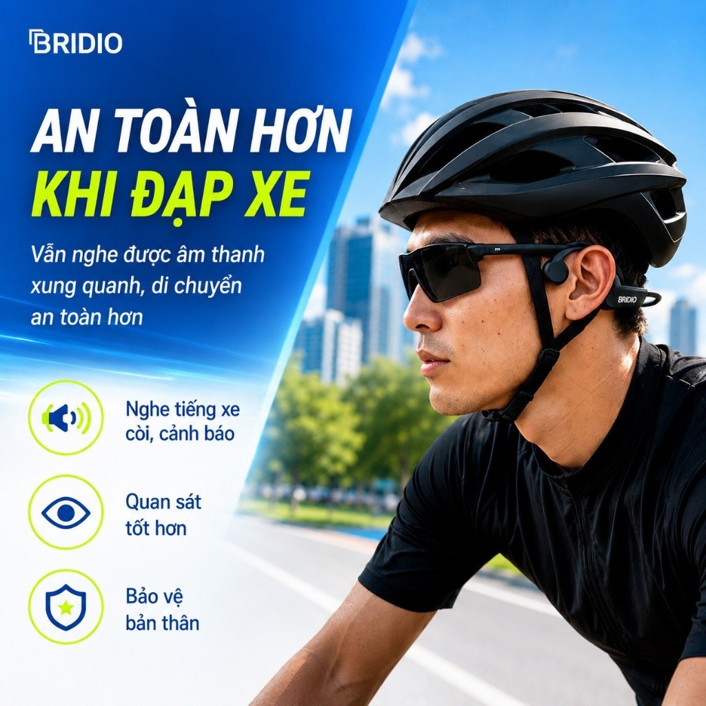 Bridio X13 Tai Nghe Truyền Xương Chuyên Dụng Thể Thao Thiết Kế Mở Tai An Toàn Chống Nước IPX5 Đeo Chắc Chắn Âm Thanh Rõ Ràng