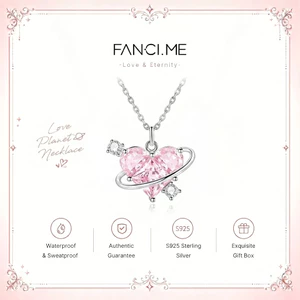 FANCIME "Người yêu" Vòng cổ Bạc Sterling Mặt dây chuyền Hành tinh màu hồng Lãng mạn Galaxy, Quà tặng kỷ niệm sinh nhật 520