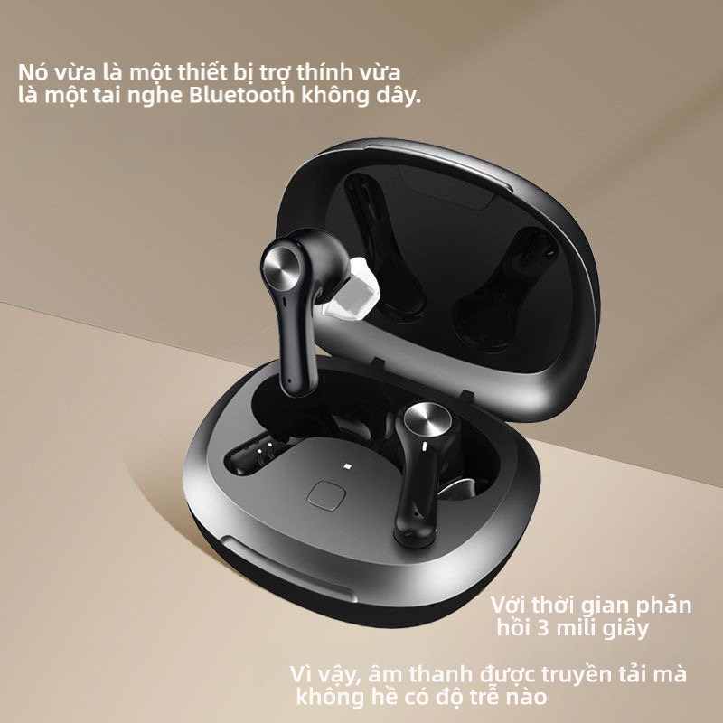 Máy trợ thính có thể kết nối Bluetooth (Bộ khuếch đại âm thanh) ​​Dành cho người cao tuổi — Riêng tư & Thoải mái, Bao gồm hộp sạc