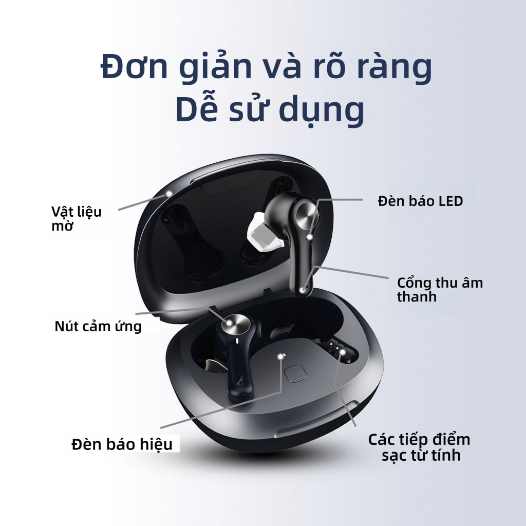 1 Cặp máy trợ thính Bluetooth có thể sạc lại — Bộ khuếch đại thính giác tăng cường tiếng ồn không dây (Thích hợp cho người lớn và người cao tuổi)