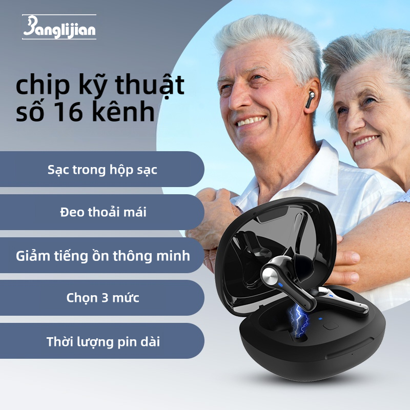 Máy trợ thính có thể kết nối Bluetooth (Bộ khuếch đại âm thanh) ​​Dành cho người cao tuổi — Riêng tư & Thoải mái, Bao gồm hộp sạc