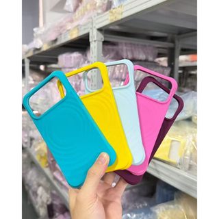 Ốp Từ Tính Không Dây Cho iPhone 17 16 15 14 Pro Max Cho Silicon Mềm Ripple Chống Sốc Ốp điện thoại