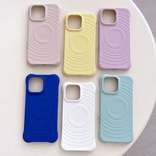 Ốp Từ Tính Không Dây Cho iPhone 17 16 15 14 Pro Max Cho Silicon Mềm Ripple Chống Sốc Ốp điện thoại