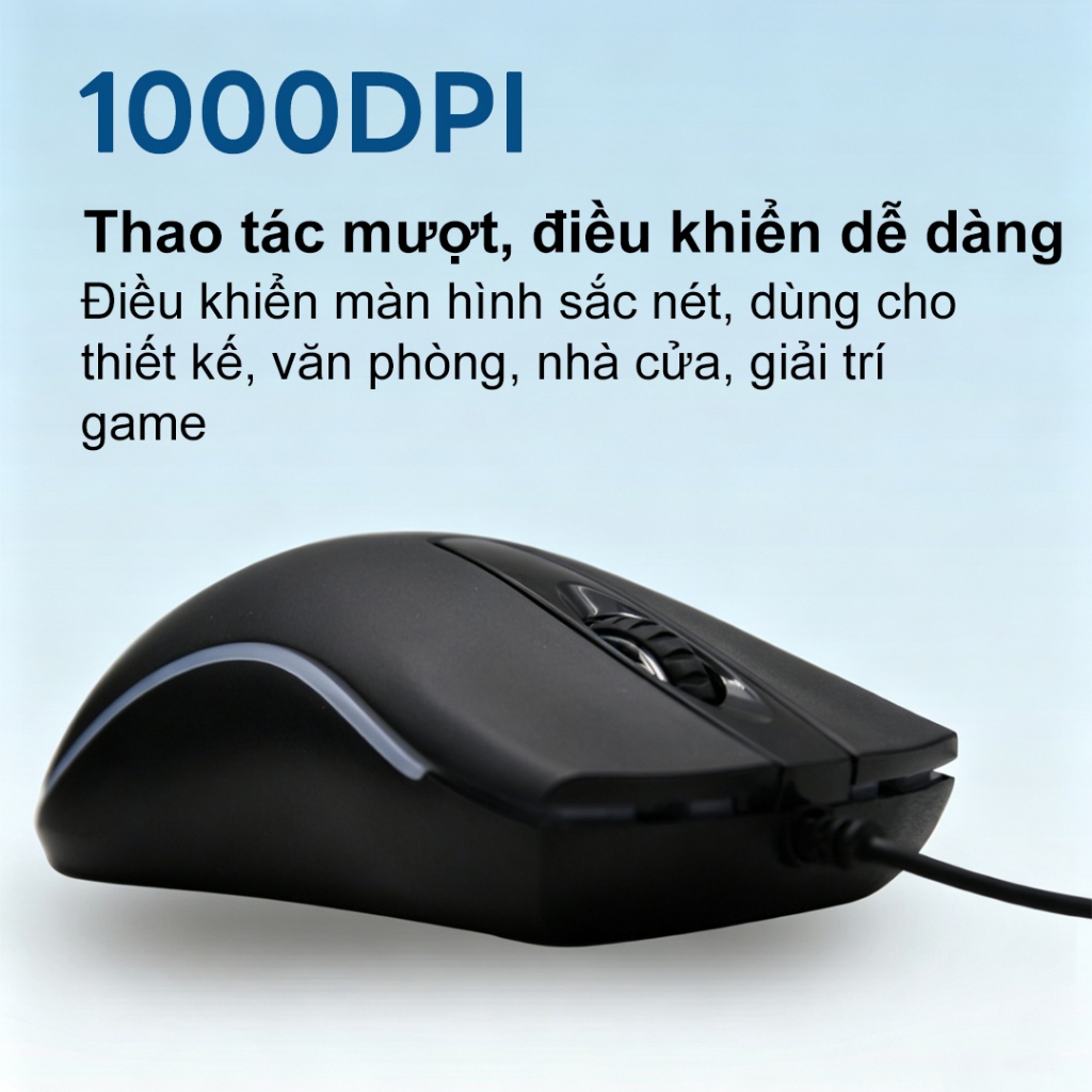 Chuột có dây tiện dụng Sunrose T512, có đèn nền LED chiếu sáng, nhấp chuột im lặng, Bánh xe cuộn chống trượt 3D, 1000DPI, Plug & Play, Di động để làm việc và chơi game văn phòng