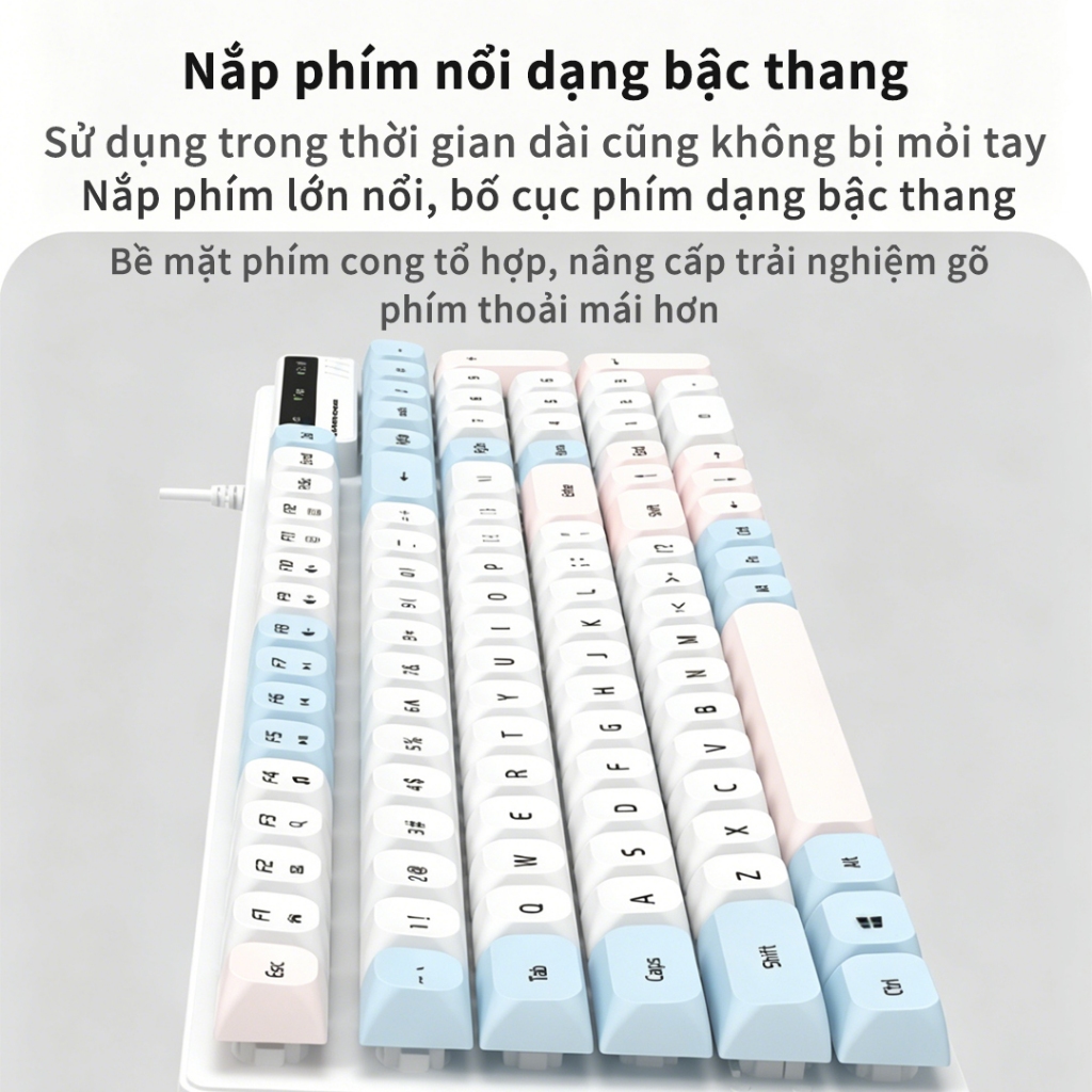 SUNROSE Bàn phím có dây Bàn phím tiện dụng cho văn phòng Cảm giác cơ khí Thiết kế tiện dụng Chống bụi & Chống văng Bàn phím dễ thương đầy màu sắc cho văn phòng tại nhà PC Laptop Keyboard có dây